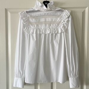 CELINE St Tropez Blouse with Broderie Anglaise - White - Size 34
